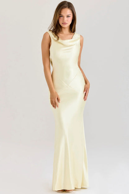 Livette - Draped Cowl Neck Maxi Dress