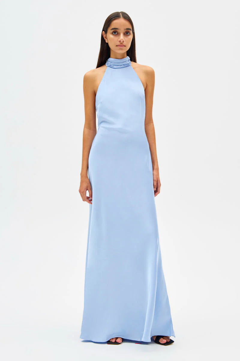 Evianna Satin Maxi Dress - Baby Blue