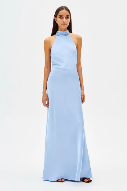 Evianna Satin Maxi Dress - Baby Blue