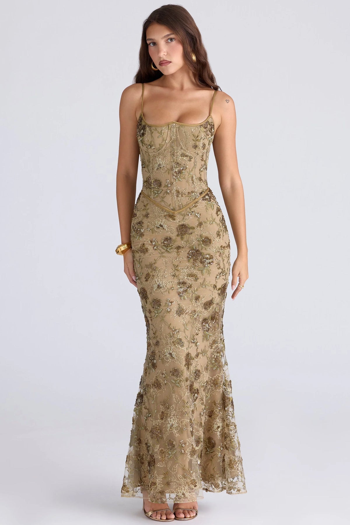 Clublivette - Embellished Corset Maxi Dress