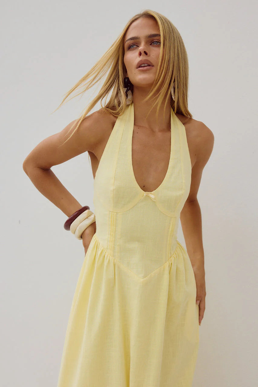 Limoni Midi Dress - Lemon