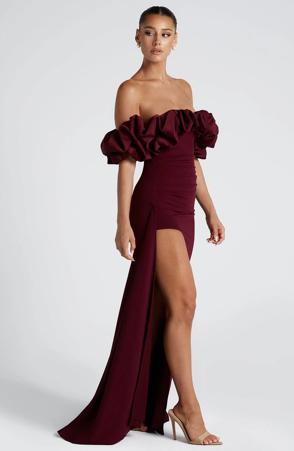 Livette - Ruffle Bardot Maxi Dress