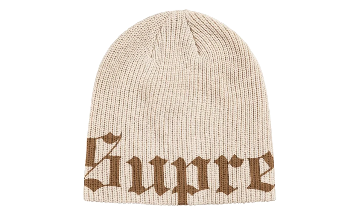Old English Printed Beanie "SS26 - Stone" SU27144
