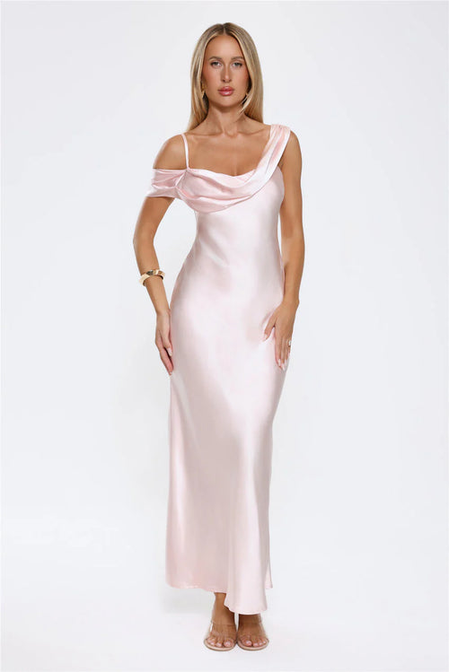 Glamorous Nights Satin Maxi Dress Pink