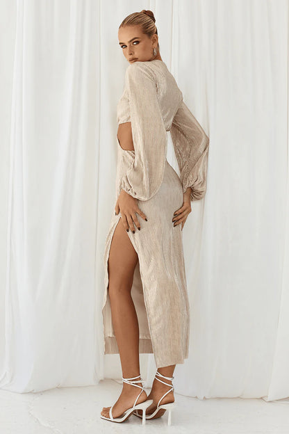 Medusa Midi Dress - Beige/Gold