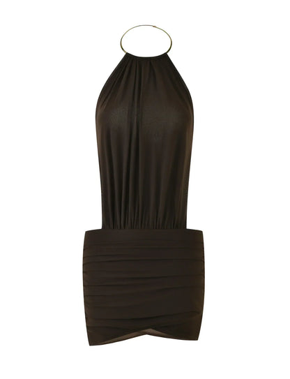 Evanna Mini Dress - Brown : Chocolate
