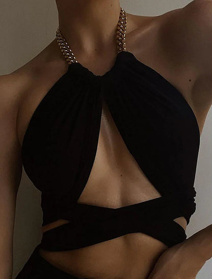 Maia – Cut-Out Halter Crop Top