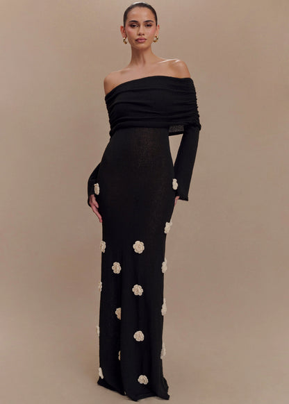 Livette - Shoulder Knit Maxi Dress