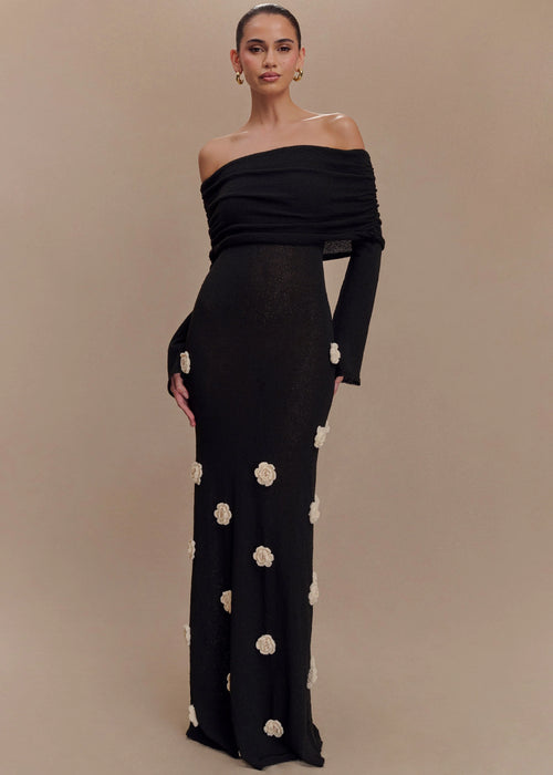 Livette - Shoulder Knit Maxi Dress
