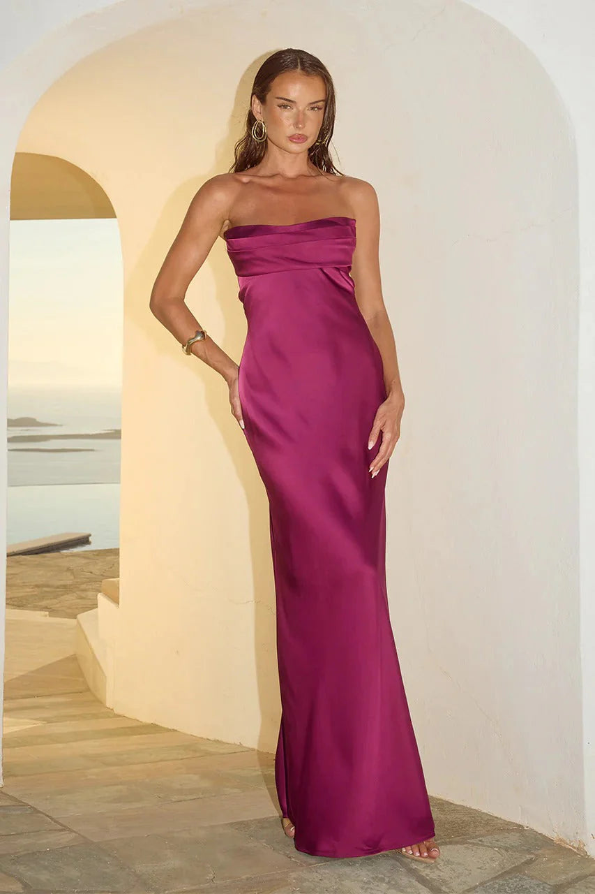 Madeleine Strapless Maxi Dress - Plum (PREORDER)