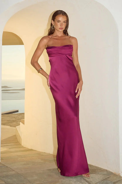Madeleine Strapless Maxi Dress - Plum (PREORDER)