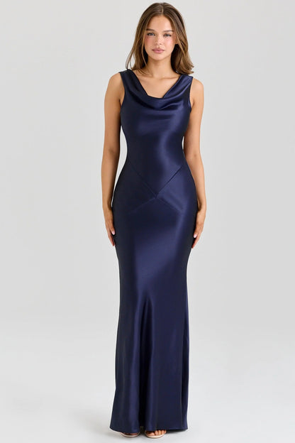 Livette - Draped Cowl Neck Maxi Dress