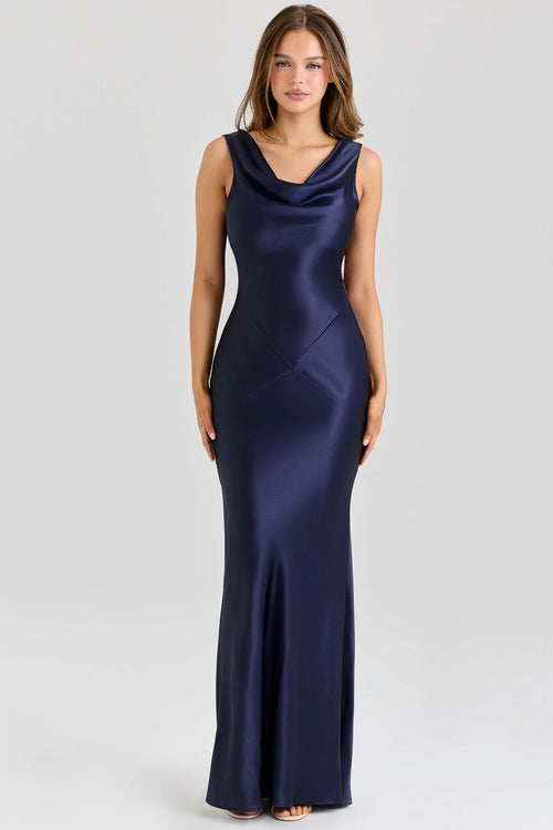 Livette - Draped Cowl Neck Maxi Dress