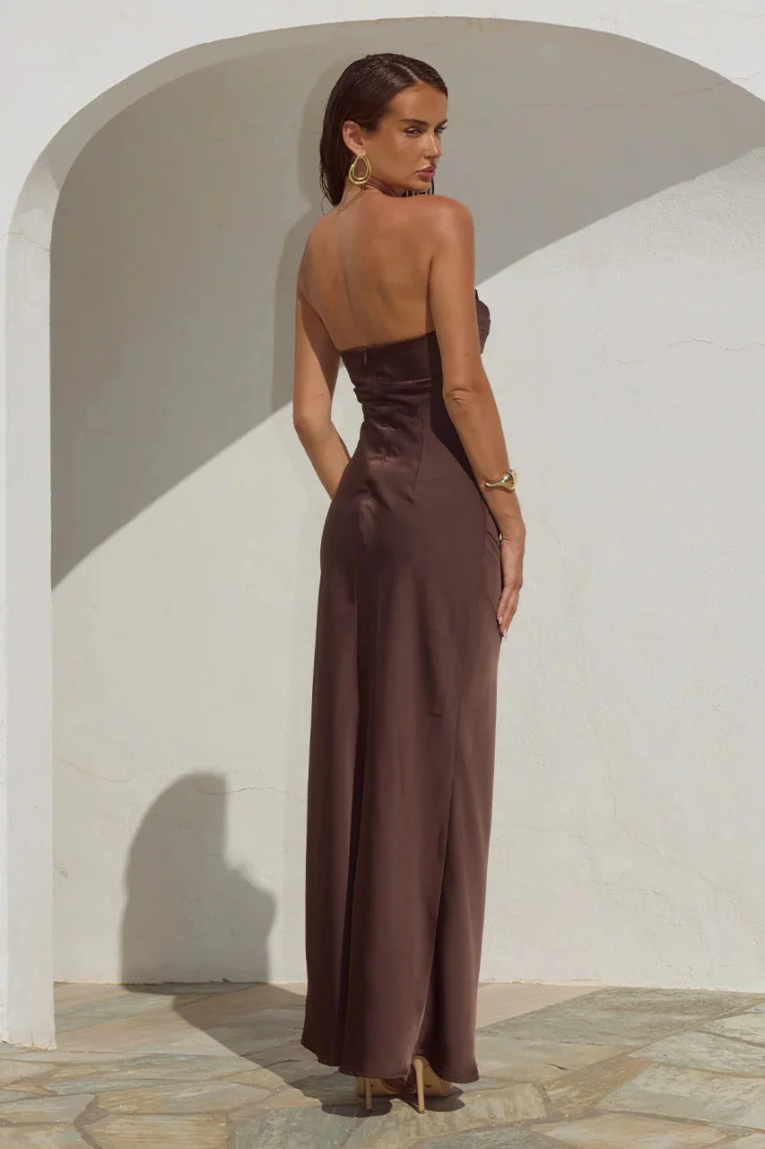 Madeleine Strapless Maxi Dress - Bitter Chocolate