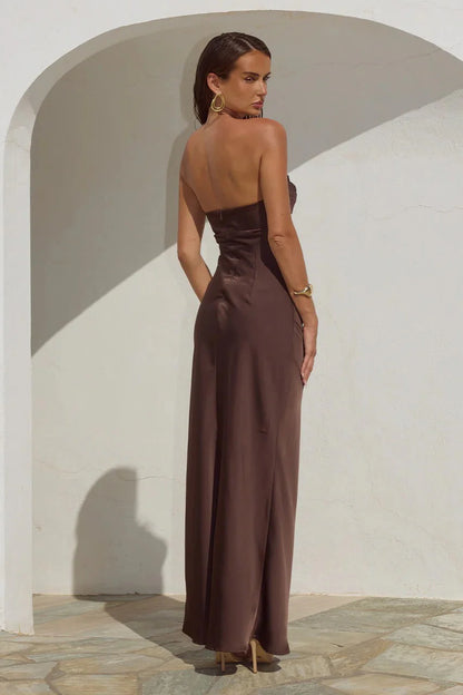 Madeleine Strapless Maxi Dress - Bitter Chocolate