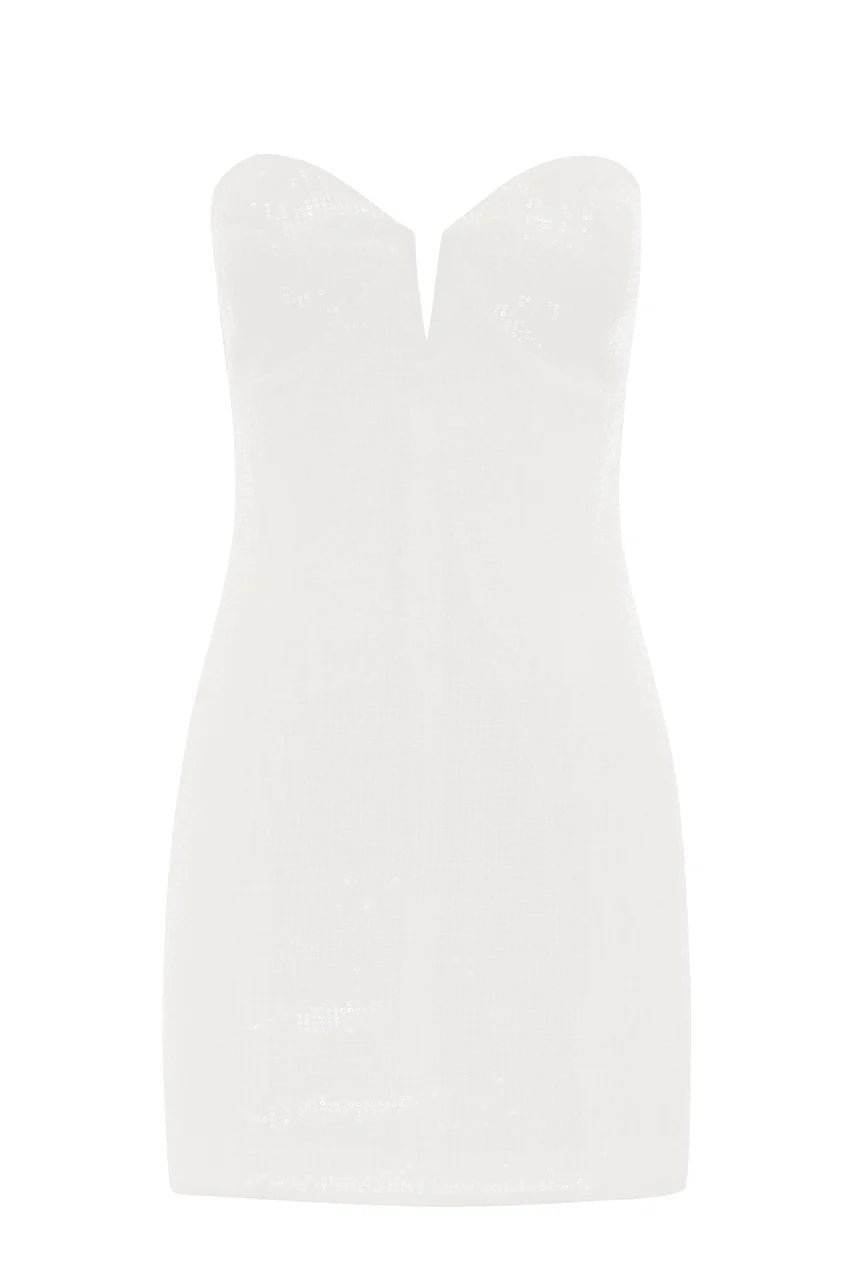 Nicki Mini Dress - White Sequin
