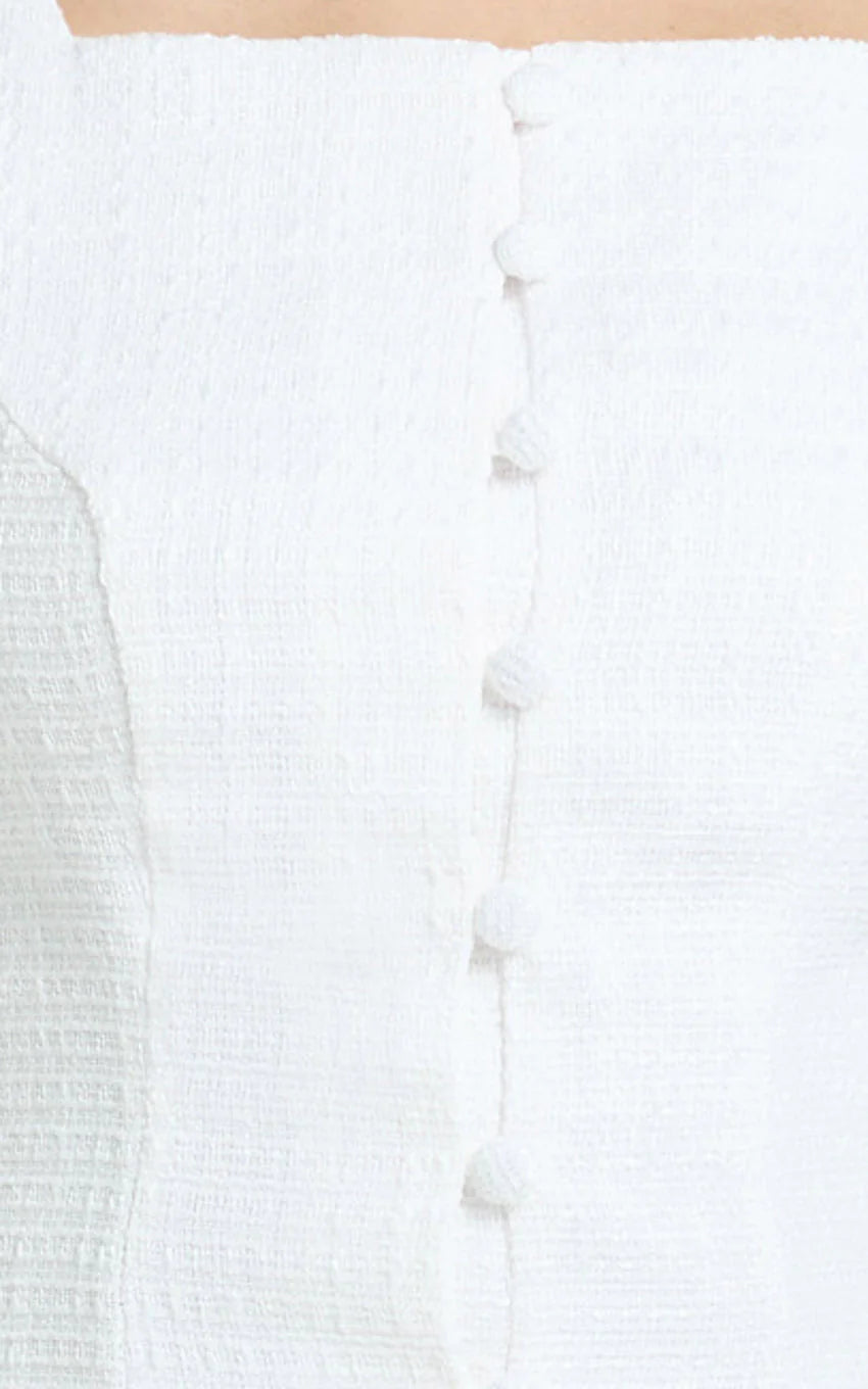 Aveline Mini Dress - Structured Button Front Dress in White