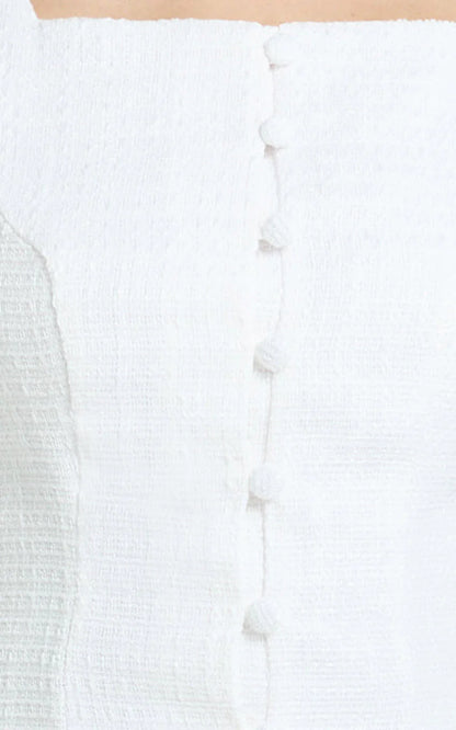 Aveline Mini Dress - Structured Button Front Dress in White