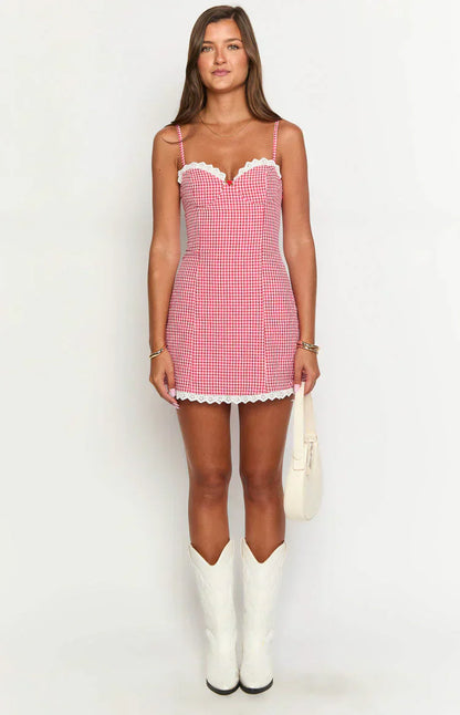 Cutie Pie Red Gingham Mini Dress