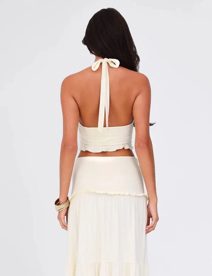 Mireille - Halter top and long skirt set in soft jersey