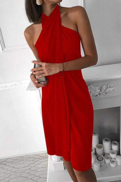 Saelina – Cross Halter Dress with Wrap Detail