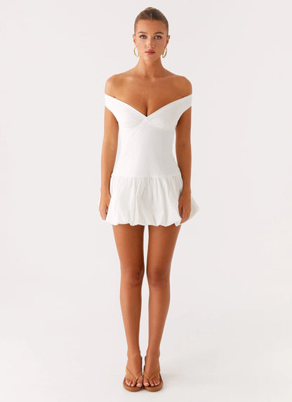 Endless Romance Off Shoulder Mini Dress - White