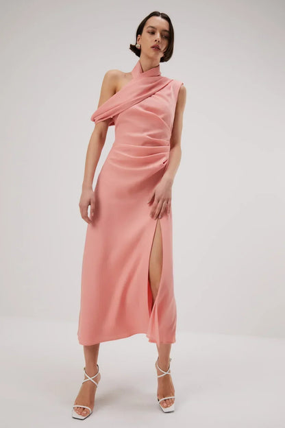 Misha Amiya Satin Midi Dress - Quartz Pink