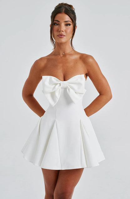 Holly – Strapless Playsuit with Bow Detail