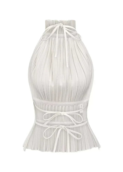 Olivienne – Pleated backless top with neck closure