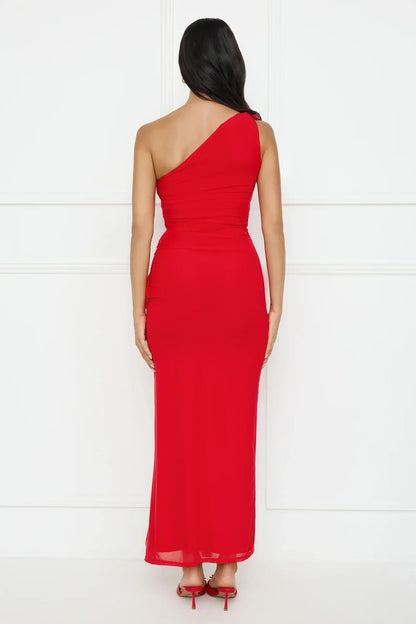 Neon Nectar One Shoulder Mesh Maxi Dress