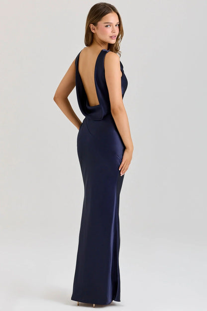 Livette - Draped Cowl Neck Maxi Dress