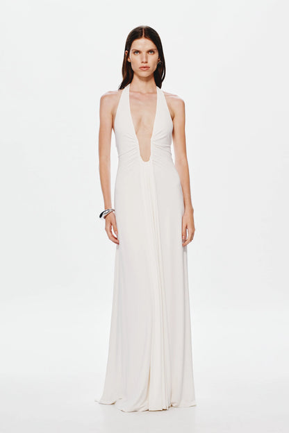 Jennifer Cupro Maxi Dress - White