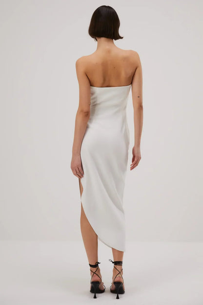 Misha Audrina Bonded Crepe Midi Dress - Ivory