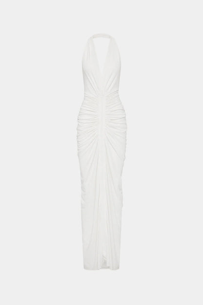 Misha Venus Gathered Cupro Dress - Ivory