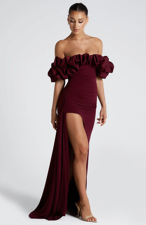 Livette - Ruffle Bardot Maxi Dress