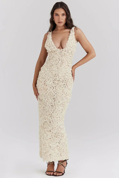 Livette - 3D Roses Maxi Dress