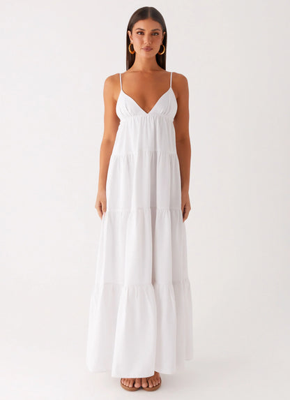 Lotty Linen Maxi Dress - White