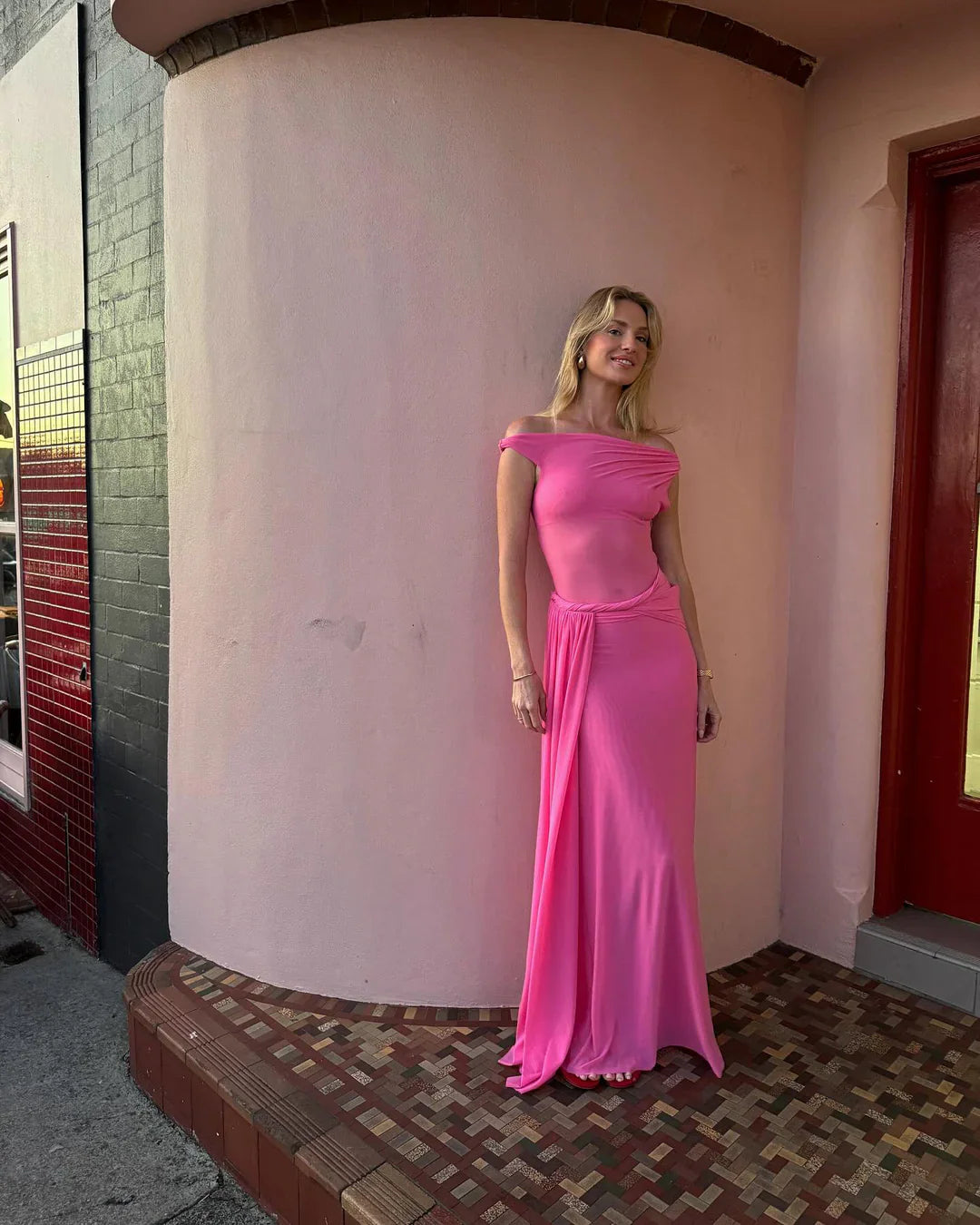 Misha Sisal Mesh Maxi Dress - Orchard Pink