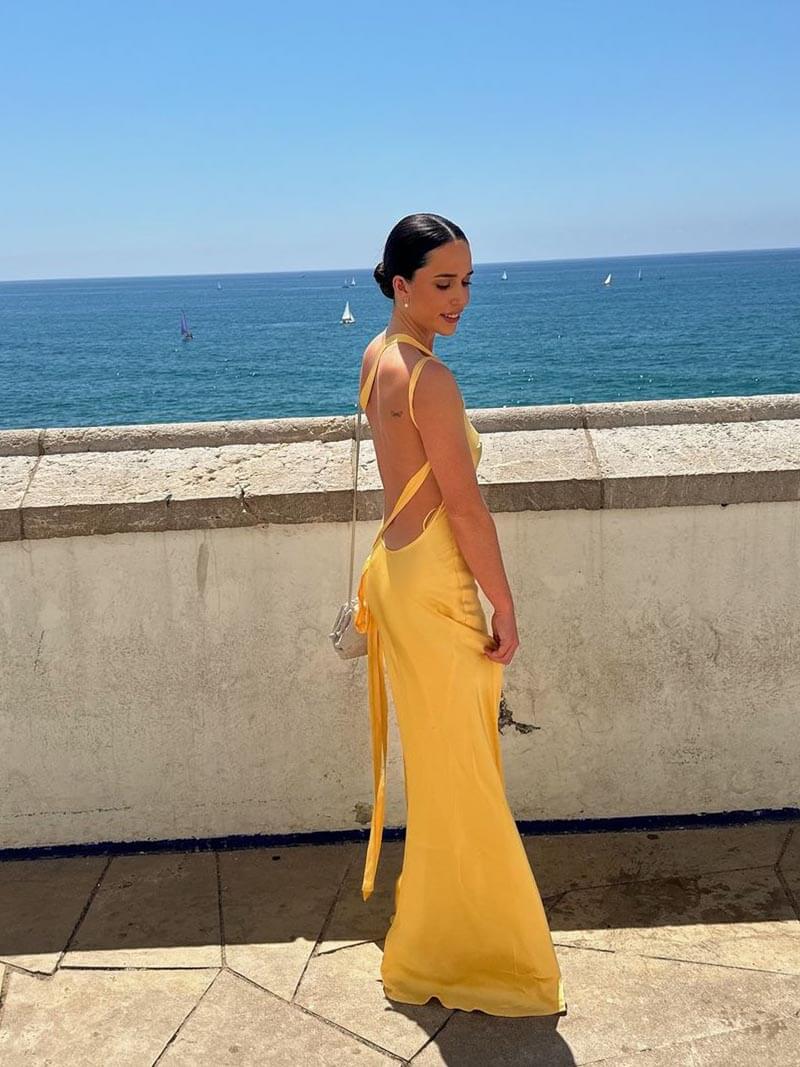 Evoris – One-Shoulder Backless Maxi Dress