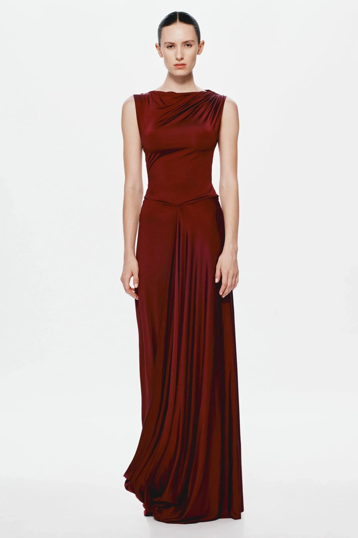 Misha Waterfall Jersey Maxi Skirt - Port
