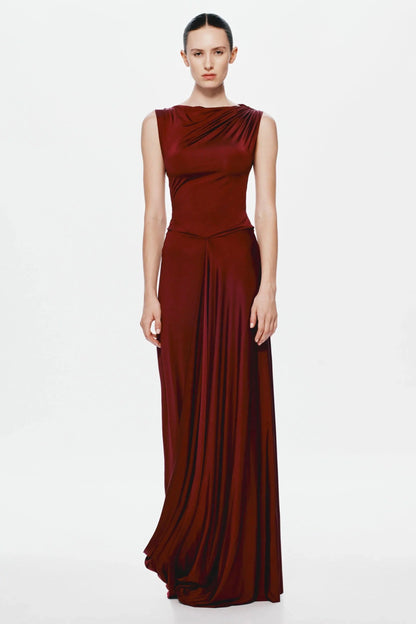 Misha Waterfall Jersey Maxi Skirt - Port