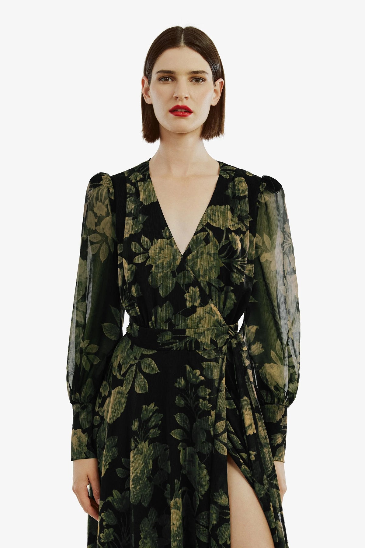 Lucianna Maxi Wrap Dress - Green Floral