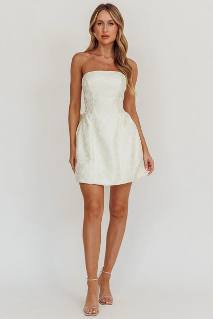 Melty Kisses Bow Mini Dress Cream