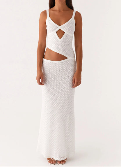 Livette - White Crochet Maxi Dress
