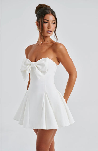 Holly – Strapless Playsuit with Bow Detail