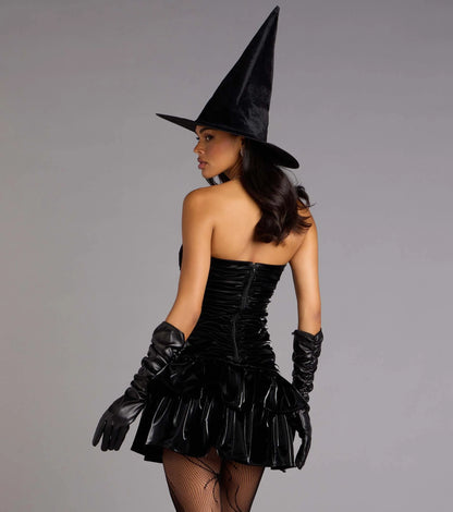 Party Starter Latex Ruffle Skater Dress