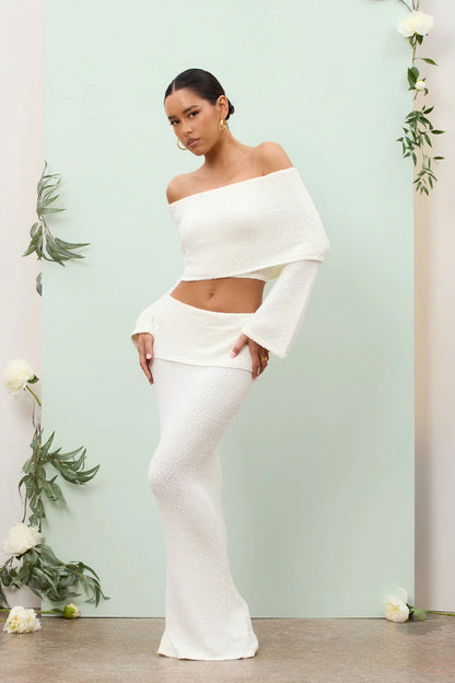 Juline - Bouclé co-ord set with bardot detail
