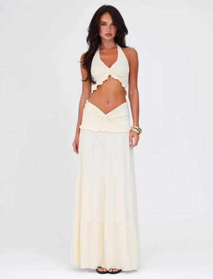 Mireille - Halter top and long skirt set in soft jersey