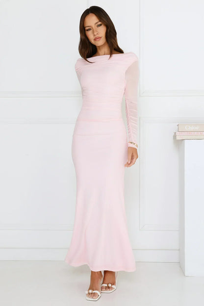 Love Chaser Mesh Long Sleeve Maxi Dress