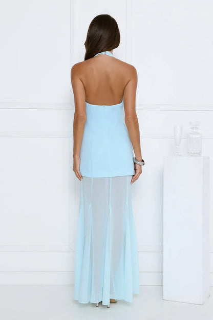 Diamond District Halter Maxi Dress Blue